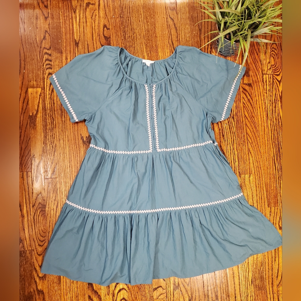 Beachlunchlounge Women's Puff Slevee Flounce Teal Mini Dress Size XXL - Picture 7 of 14